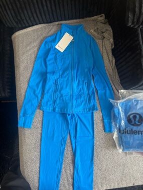 lululemon athletica Bright Blue Jacket and Leggings Set